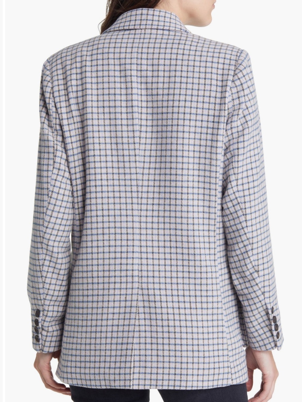 Rails Windsor Blazer Lilac Navy Mini Check Wool Blend Pockets Office Classic M - Picture 7 of 16